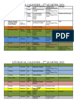 2nd Quarter Calendar