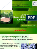 l3 BGV Cours 1 Bases Biologiques de La Culture in Vitro Vegetale - Bousnane