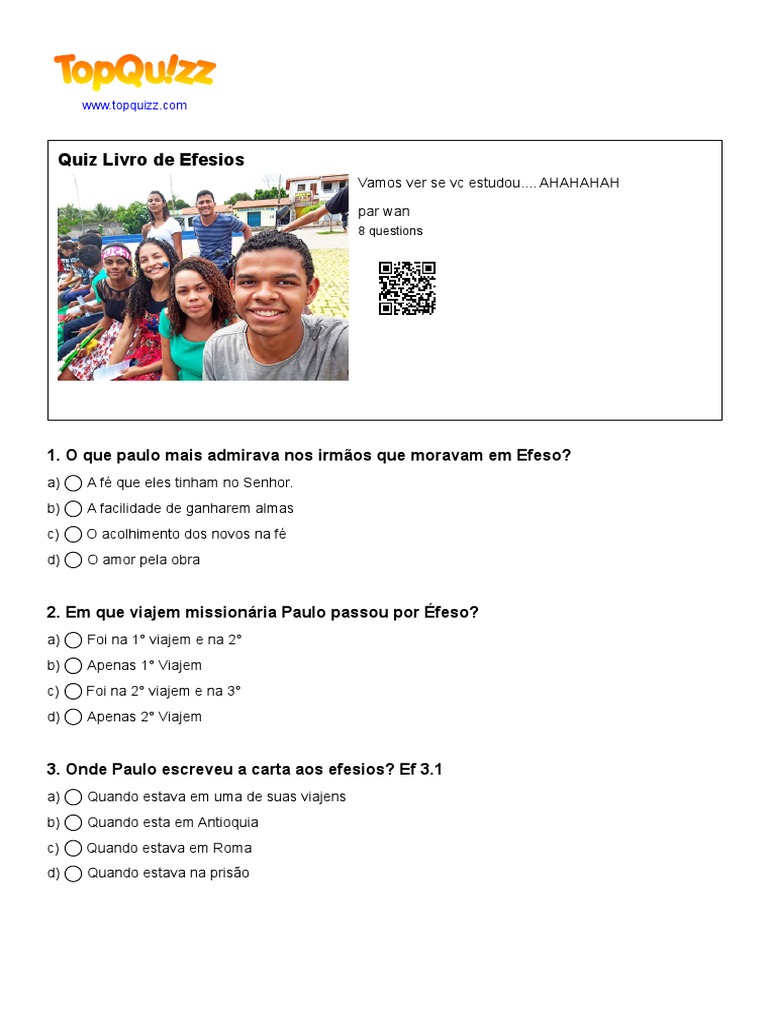 Quiz Livro De Efesios Pdf