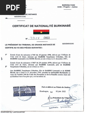 Certificat de Nationalité | PDF