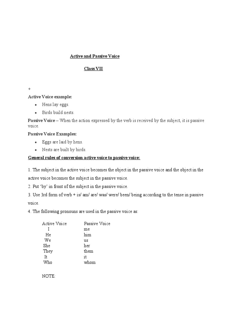 Active Passive - Class VIII | PDF