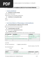 SAMPLE of Declaration of Compliance (DOC) For Food Contact Materials ...