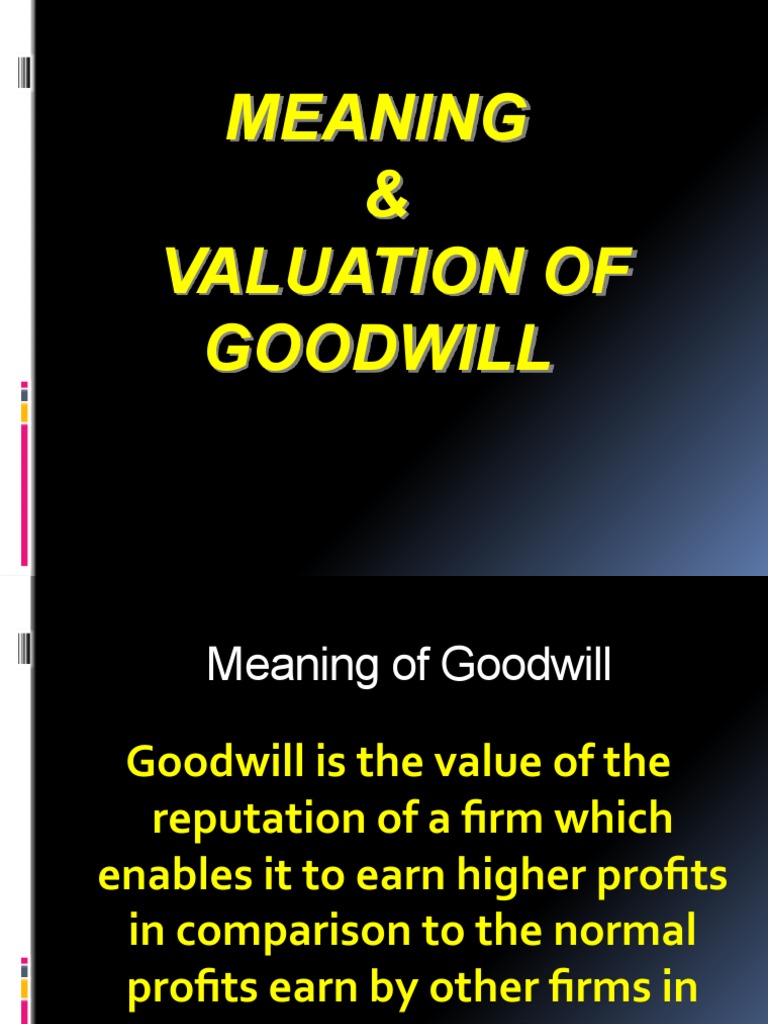 GOODWILL PDF Goodwill (Accounting) Valuation (Finance)