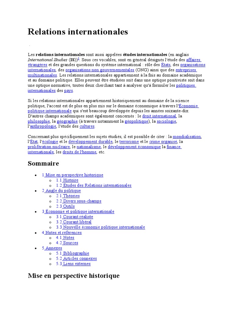Relations Internationales | PDF