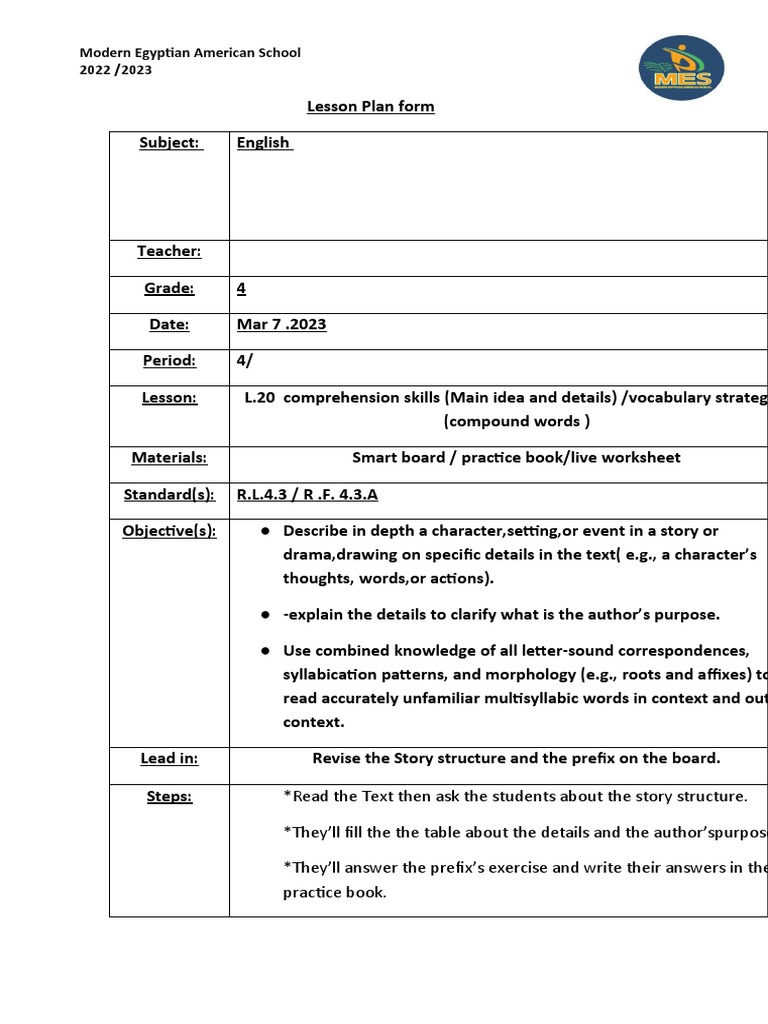 Lesson 20 Comprehension | PDF