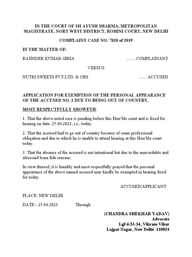 Exemption Application Pdf