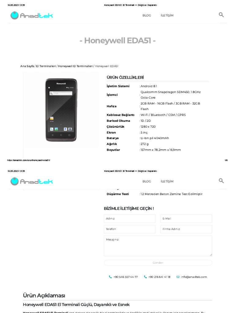 Display Honeywell Eda51 Scanpal, Con Digitalizador