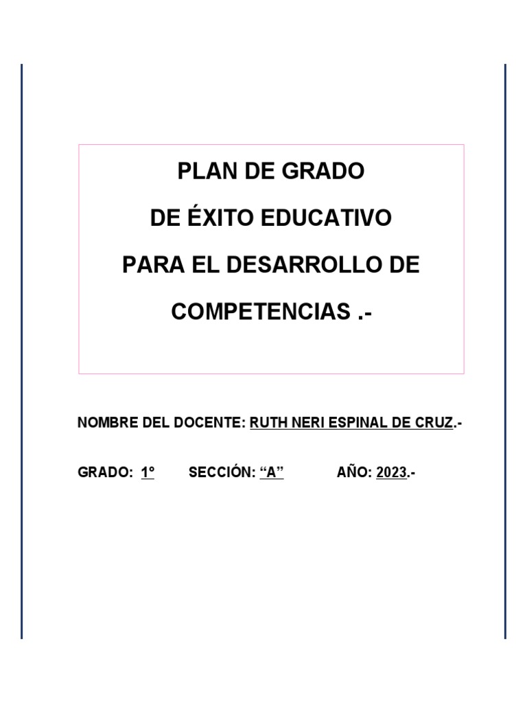 Plan de Grado 2023 | PDF | Aprendizaje | Salón de clases