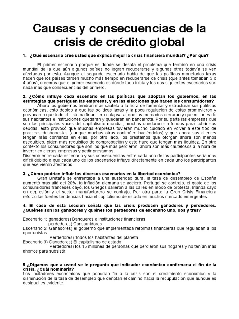 Causas y consecuencias de la crisis de crédito global | PDF ...