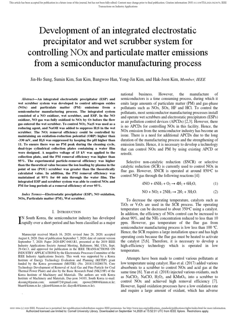 Electrostatic Precipitator Development 1 PDF N Ox Ozone