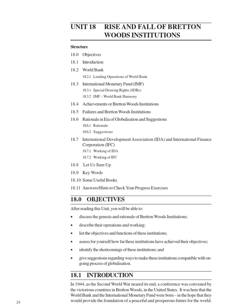Bretton Woods Institutions Overview | PDF | Finance & Money Management ...