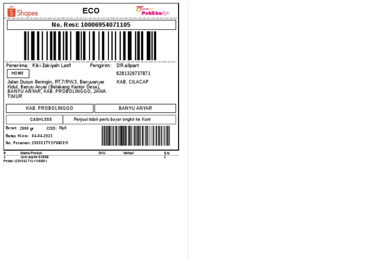 Label Pengiriman | PDF