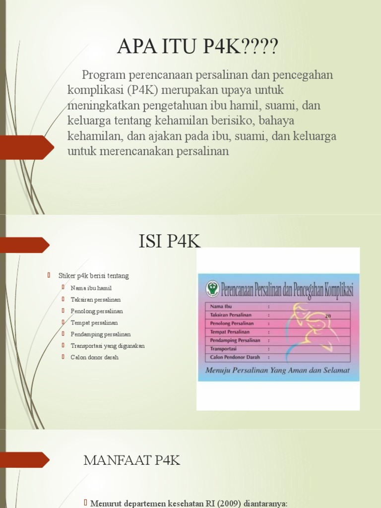 Stiker P4K untuk Ibu Hamil dan Keluarga | PDF