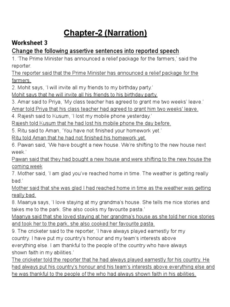 Narration (Class 8) PDF Flight Attendant