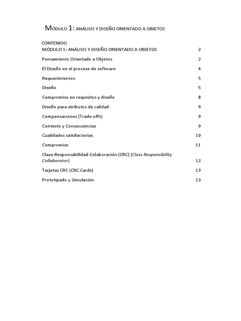 Módulo 1 - Análisis y Diseño Orientado A Objetos | PDF | Software ...