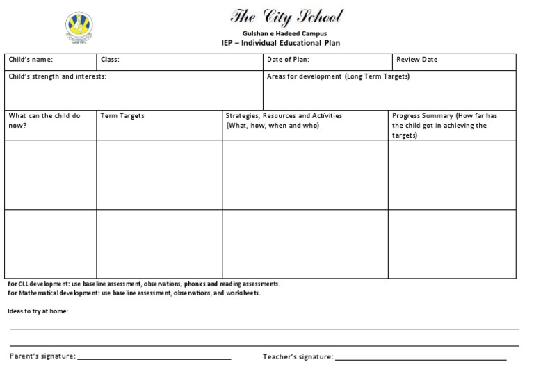 IEP Individual Educational Plan 12 PDF