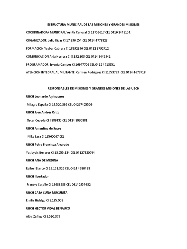 Informe de las misiones warner pdf pol tica de venezuela venezuela