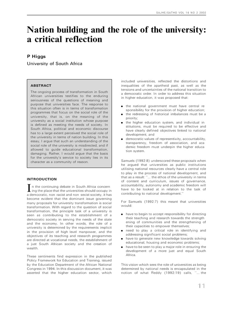 Nation Building and The Role of The University | PDF