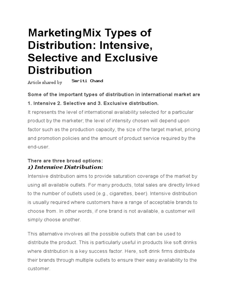 Marketing MixTypes of Distribution PDF Public Sphere Business
