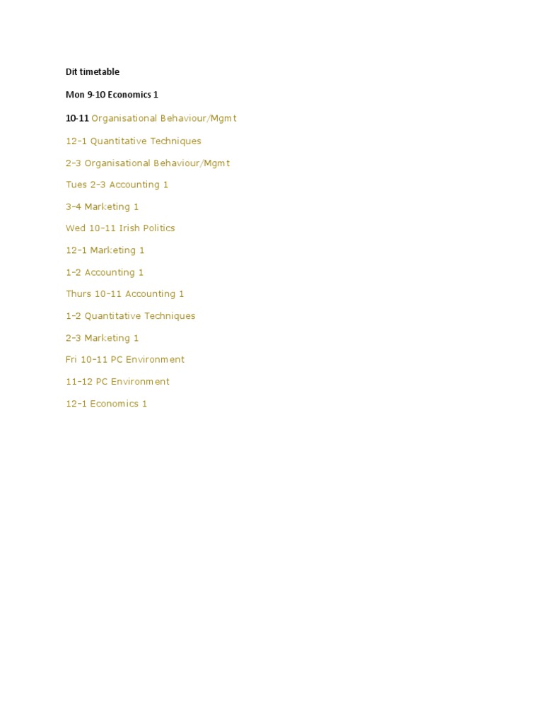 Dit Timetable | PDF | Business