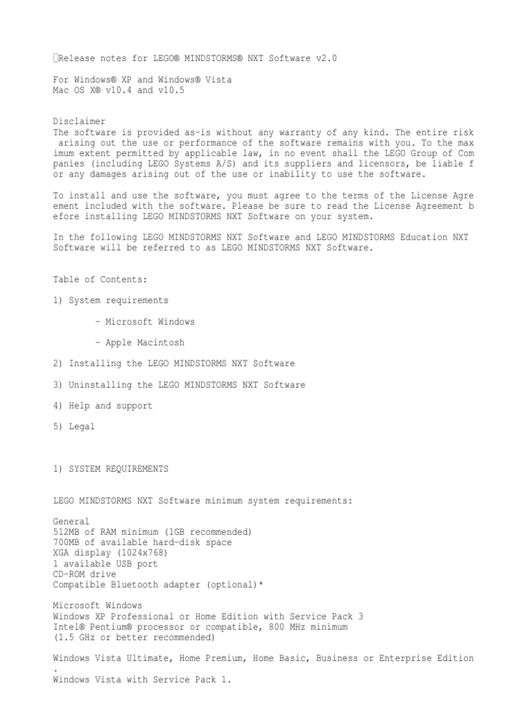 Lego mindstorms nxt 2.0 software