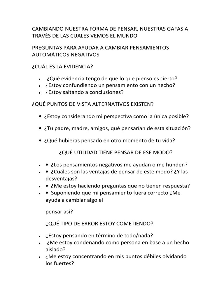 CAMBIANDO NUESTRA FORMA DE PENSAR | PDF