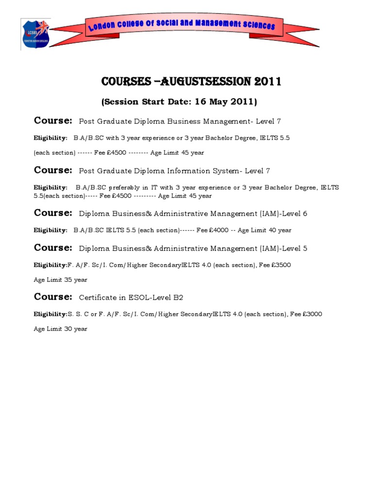 Courses For May Session August Session | PDF