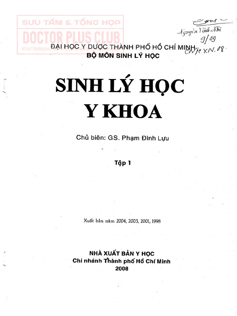 Sinh Ly Hoc y Khoa - Tap 1 - DH y Duoc TPHCM | PDF