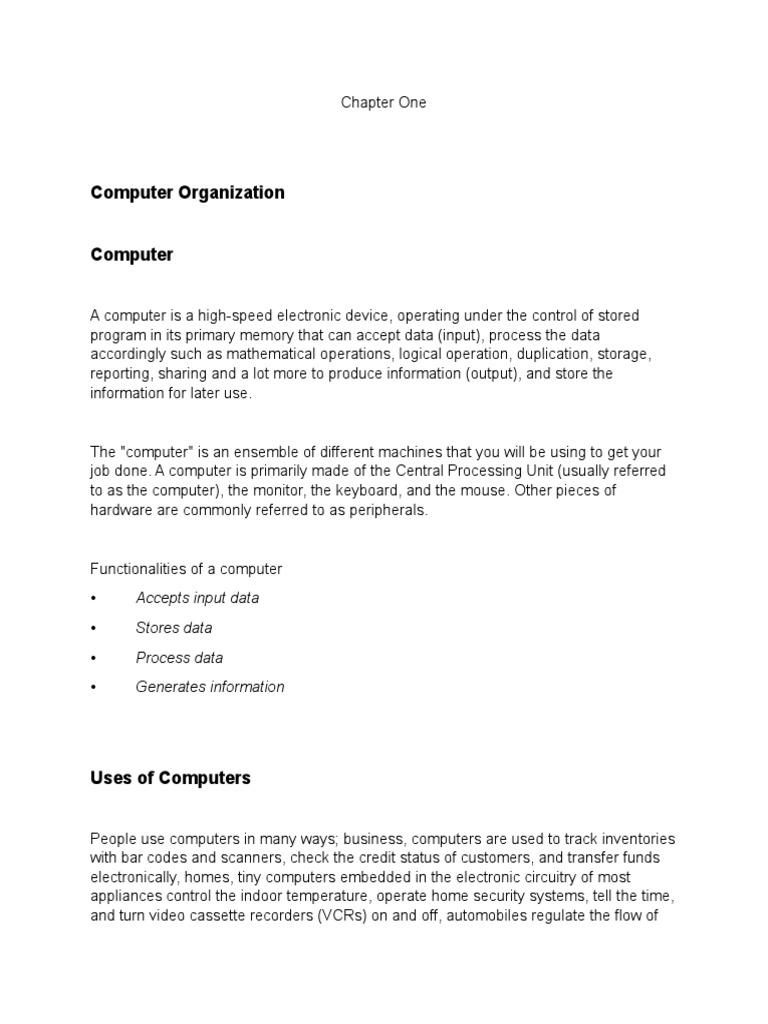 Chapter One Computer Fundamentals Pdf Computer Keyboard Printer