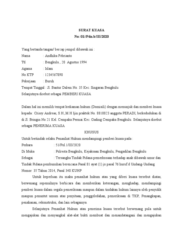 Surat Kuasa Pidana | PDF