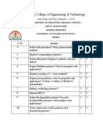 Aditya College Polymer Technology Assignment