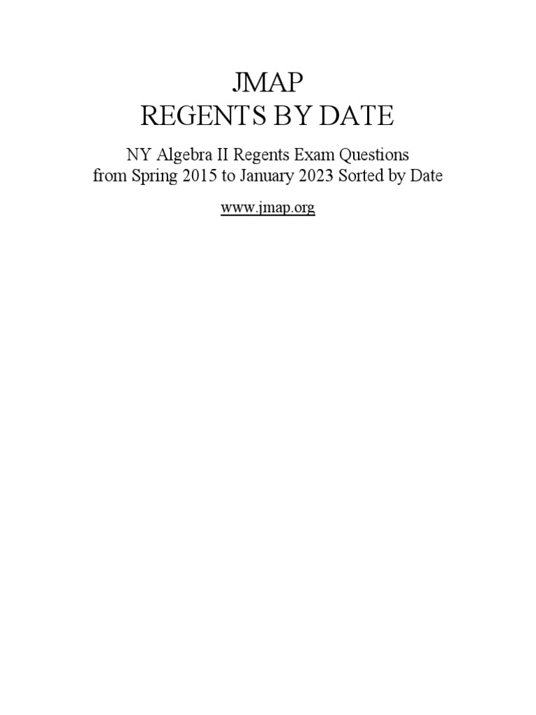 JMAP REGENTS BY DATE NY Algebra II Regents Exam Questions from Spring