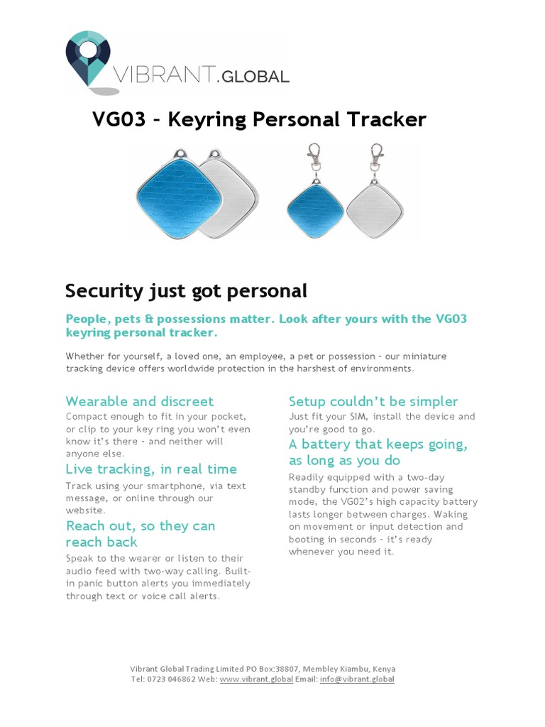 VG03 Keyring Personal Tracker Overview | PDF