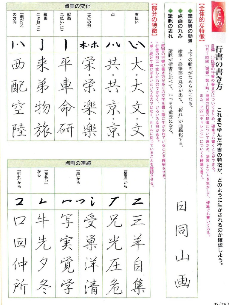2001_行書の例（中学校書写教科書） | PDF