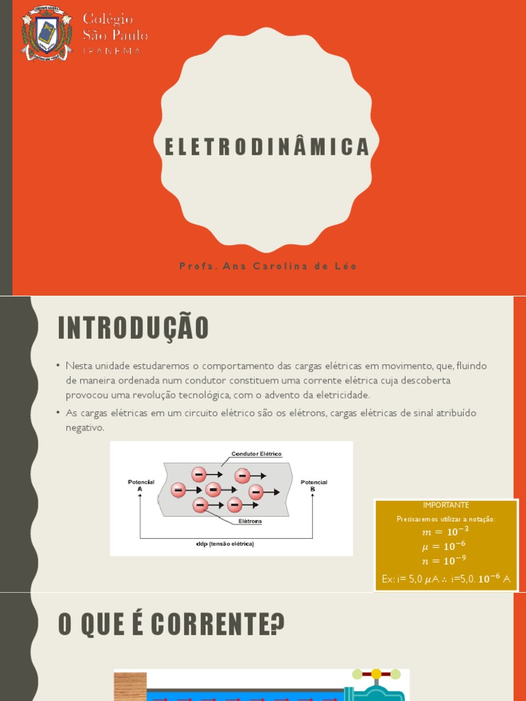 1-Eletrodinâmica | PDF | Corrente elétrica | Circuitos em série e em ...