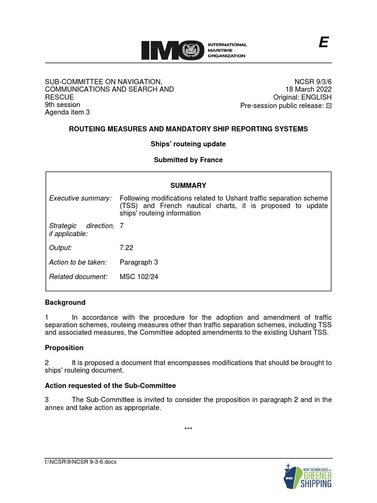 Update on Ship Routeing Measures | PDF