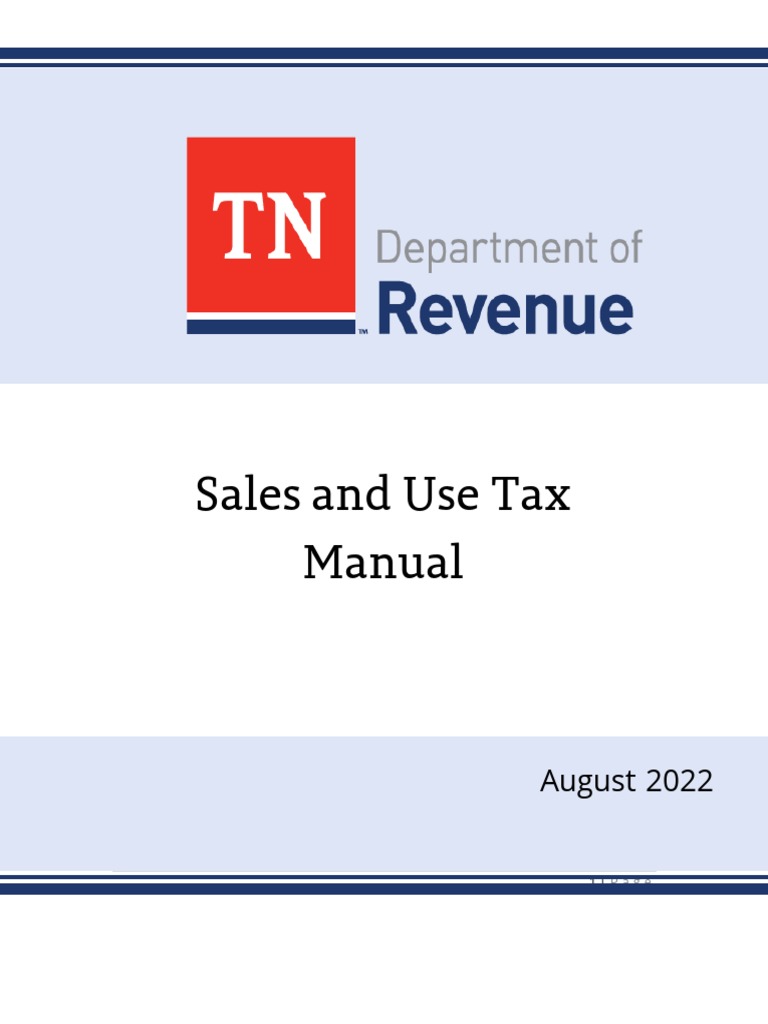 Tennessee Department of Revenue Sales and Use Tax Manual PDF Use