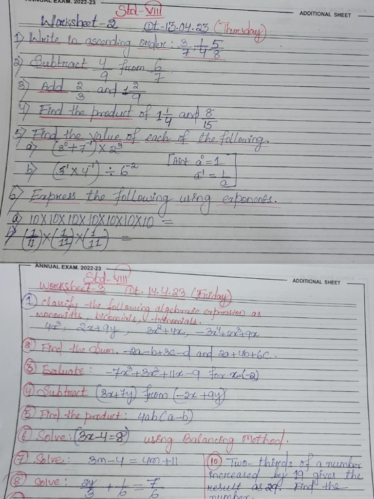 Exercise 2.3 Class 8