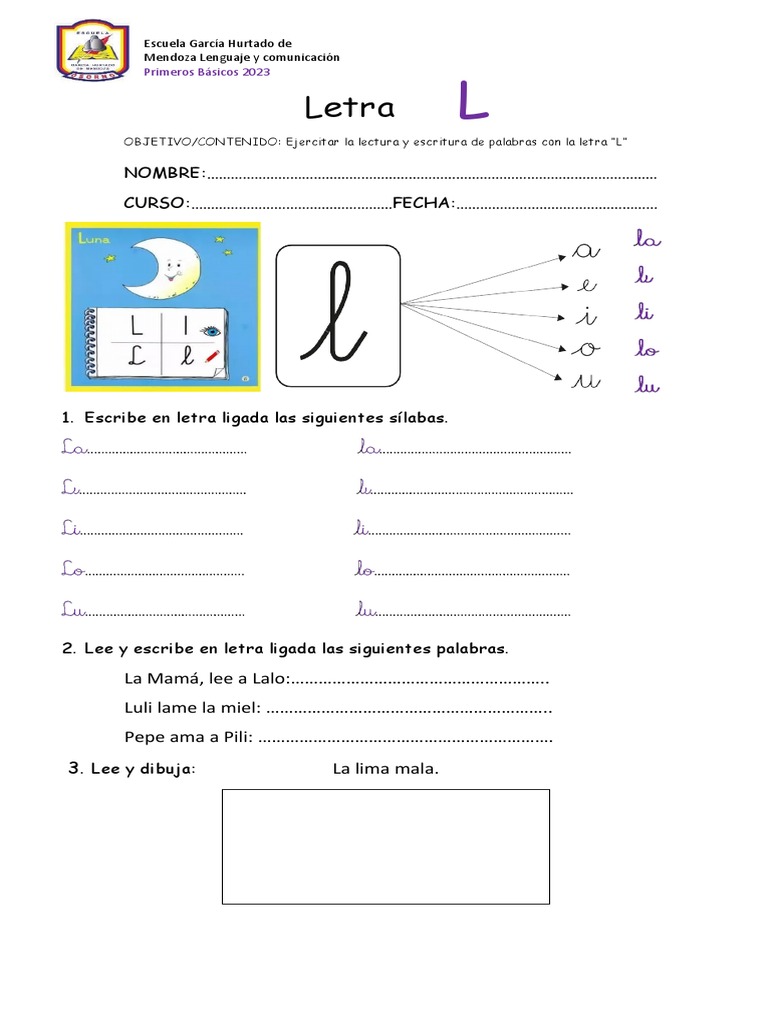 Actividades de Lectura con la Letra L | PDF