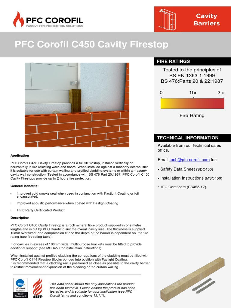 PFC Corofil C450 Firestop Data Sheet | PDF | Wall | Building Insulation