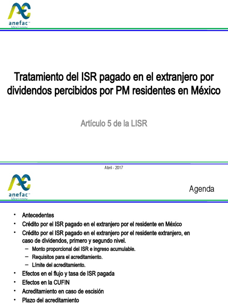 ISR por Dividendos del Extranjero 2017 | PDF | Impuesto sobre la renta ...