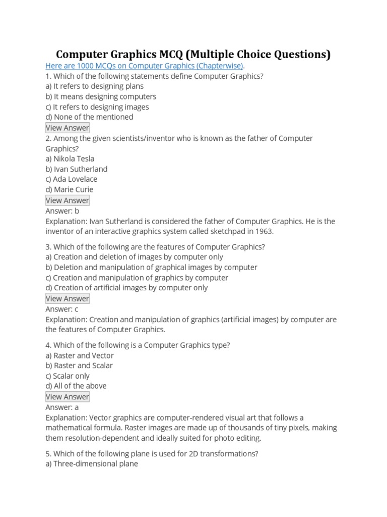 Computer Graphics MCQ PDF 2 D Computer Graphics Sampling (Signal