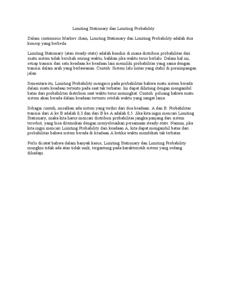 Limiting Stationary Dan Limiting Probability | PDF