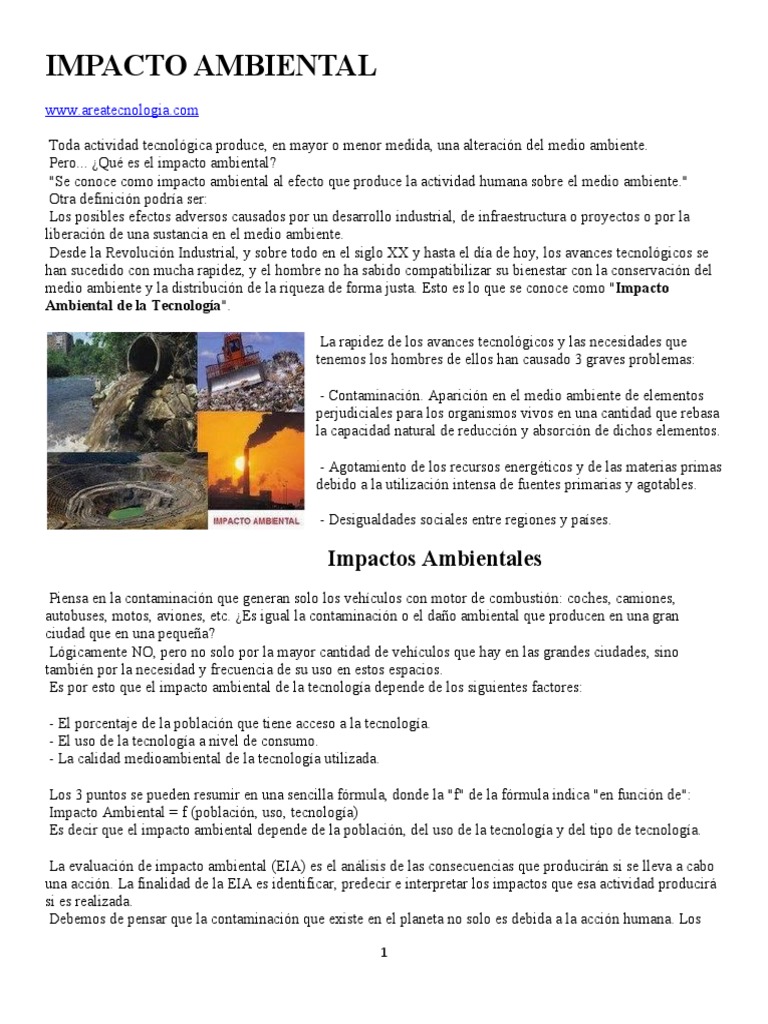Impacto Ambiental de la Tecnología | PDF | Contaminación | Entorno natural