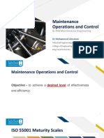 IE-490 Maintenance Engineering - Class 1 Maintenance Operations and Control