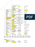 English grammar exercise test with 20 multiple choice questions