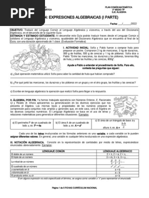 Hoja De Trabajo Con Respuestas Para Traducir Expresiones Algebraicas