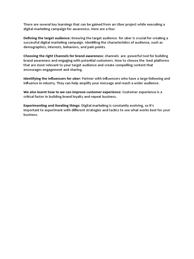 Uber Digital Marketing Insights | PDF