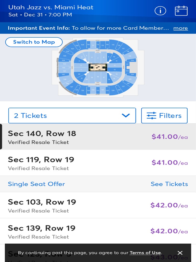 Utah Jazz vs. Miami Heat Tickets Dec 31, 2022 Salt Lake City, UT Ticketmaster PDF