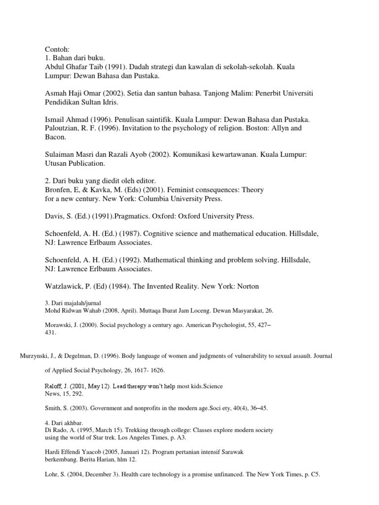 Contoh Bibliografi Psychology Academia